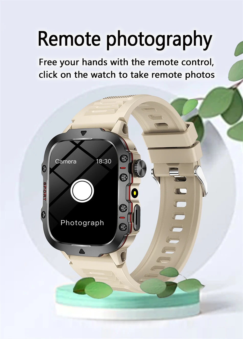 2026 Rugged Military Smart Watch Men's Outdoor Watch LED Flashlight 1.81'' HD Touch Screen Voice Bluetooth Call Smartwatch Gifts