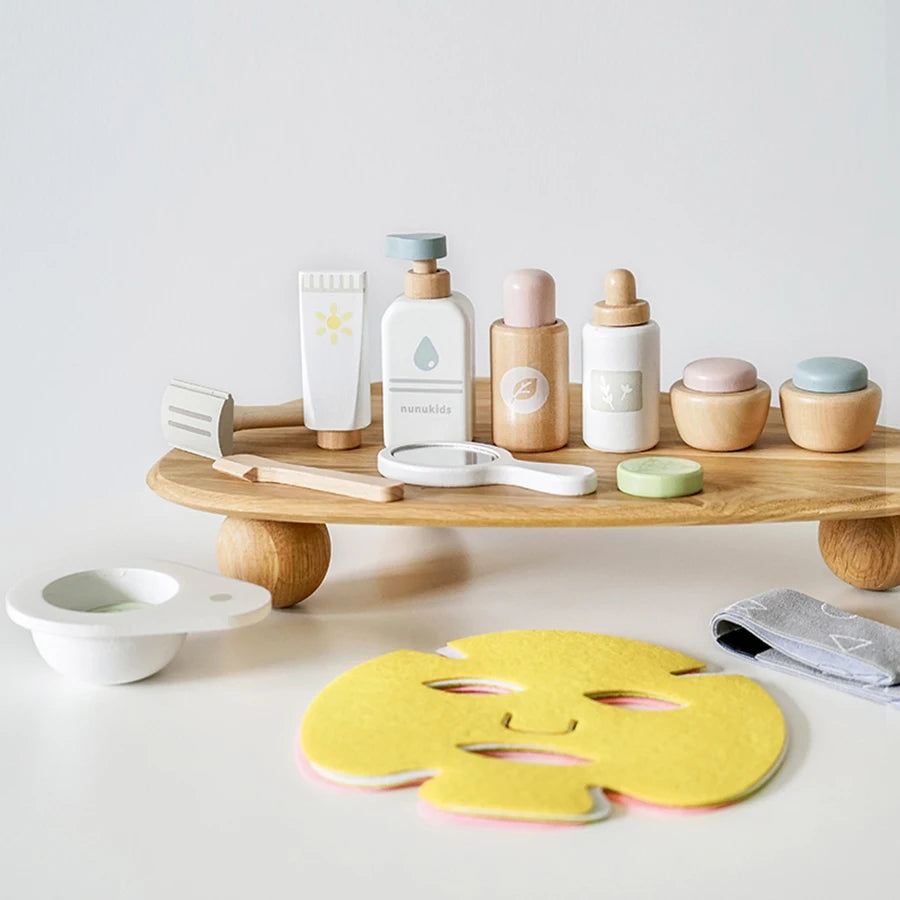 Girls Pretend Play Kid Make Up Beautiful Makeup Set Hairdressing Simulation Wooden Toy For Girls Children Dressing Cosmetic