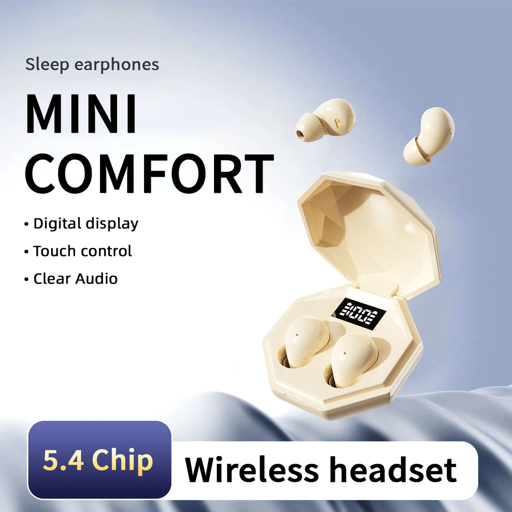 Mini Headphones Wireless Bluetooth Earphones 5.4 TWS In Ear Invisible Headsets HIFI Bass Sleep Earbuds Noise Reduction Earphone