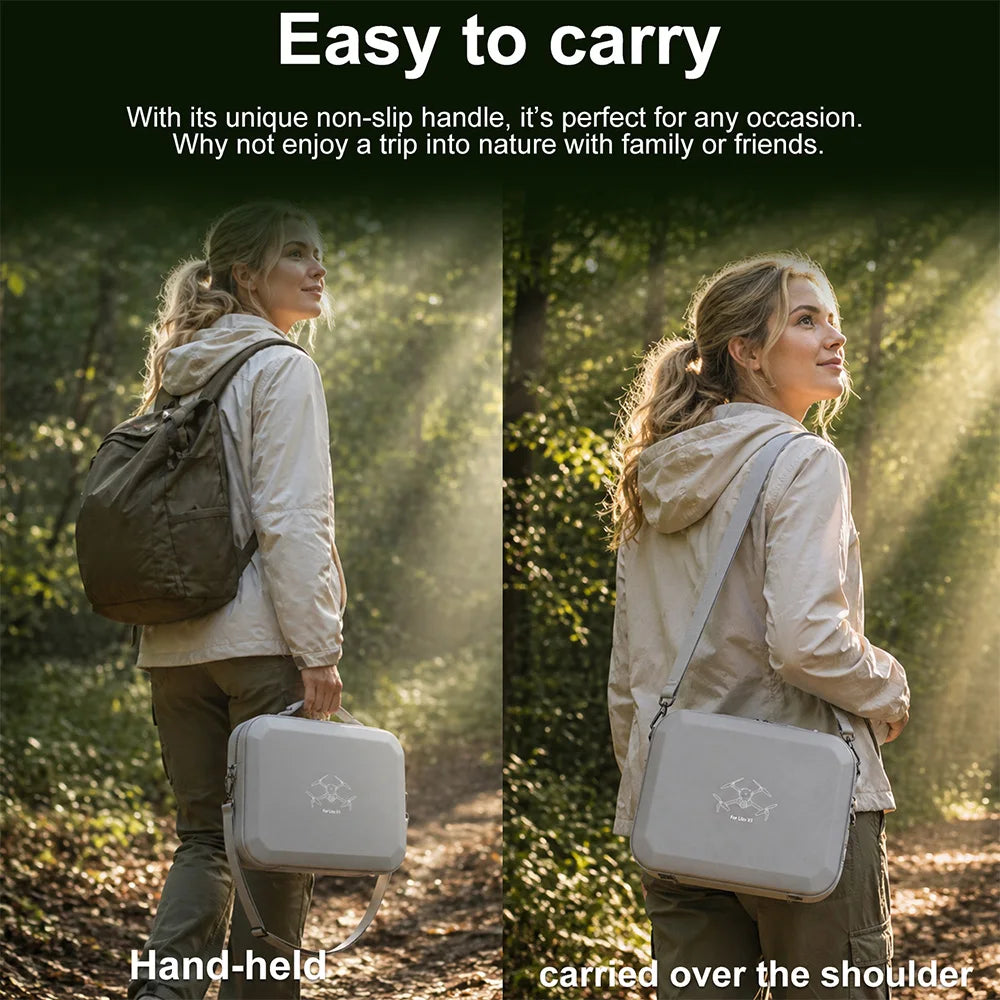 XFJI PU Leather Hard Shell Shoulder Storage Bag Case for DJI Lito X1/Lito 1 Portable Travel Handbag Drone Accessories
