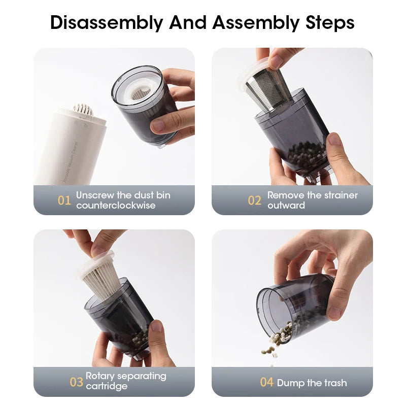 Multi-Functional Mini Wireless Handheld Car Vacuum with Strong Suction Low Noise Portable Essential for Home and Car