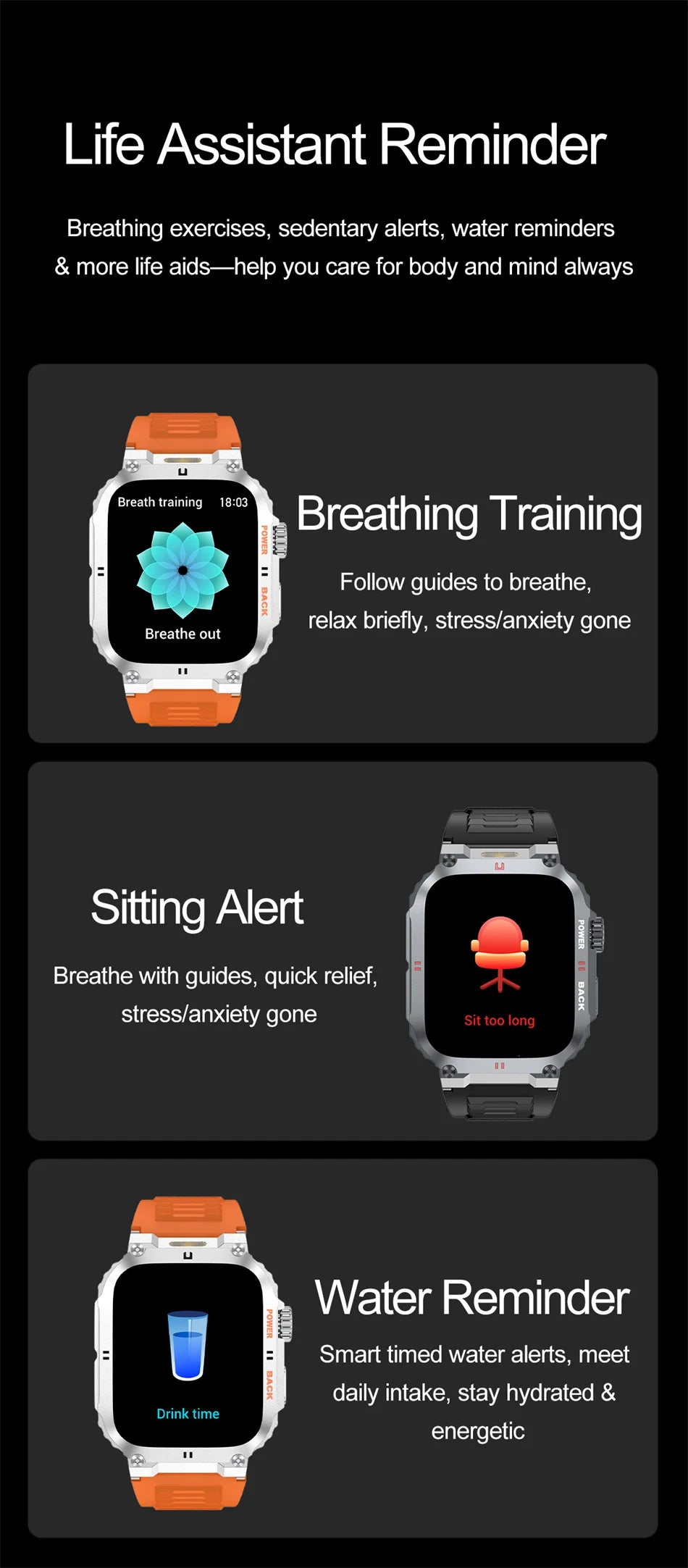 Outdoor Military Smartwatch Men GPS Sports Android iOS 1.91-inch Touch Screen Bluetooth Call Waterproof Smart Watch Android IOS