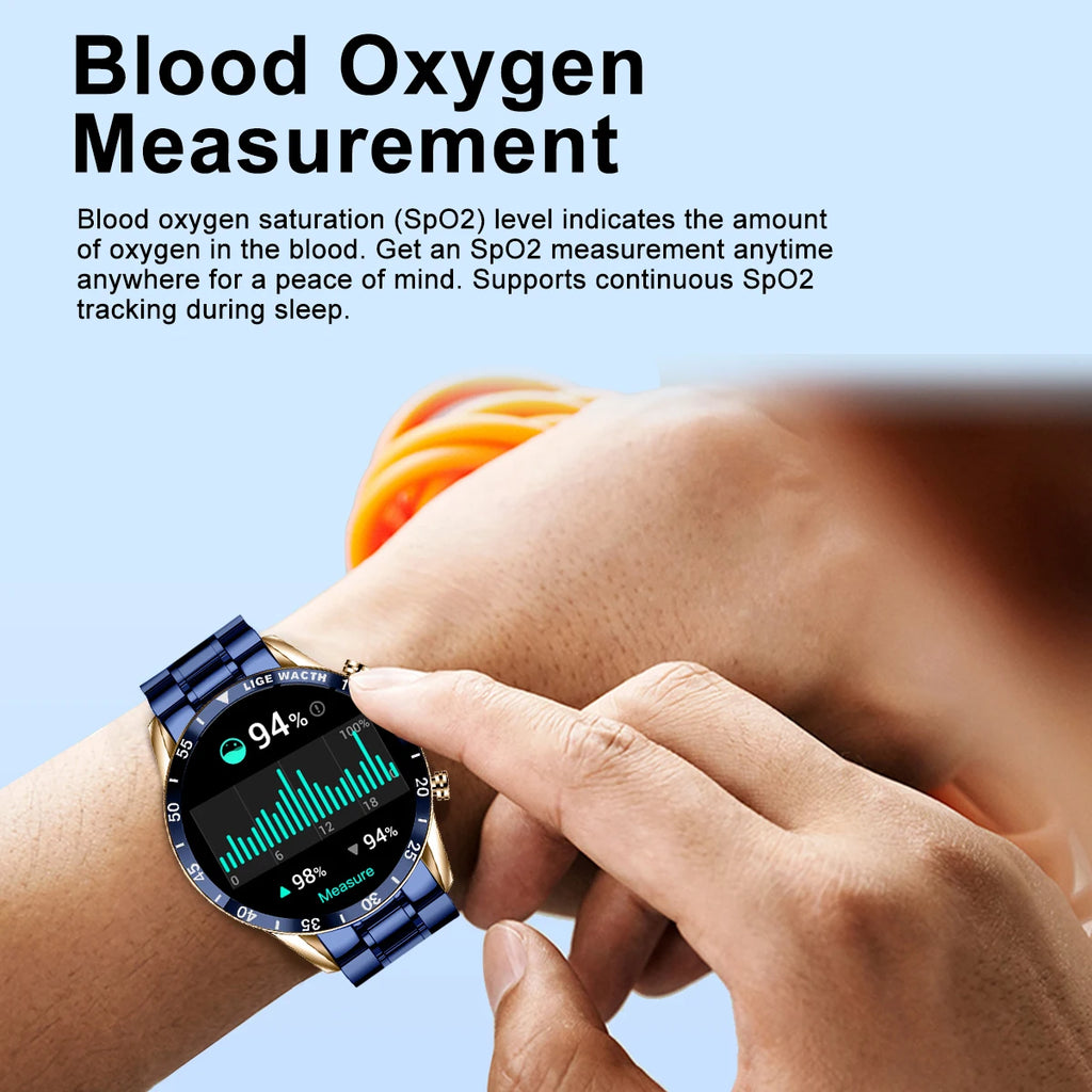 LIGE New Bluetooth Call Smart Watch Men Heart Rate Monitor Luxury Steel Sport Fitness Smartwatch IP67 Waterproof For Android iOS