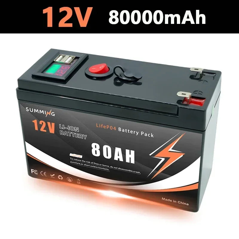 LiFePO4 12V 150Ah Lithium Battery 4000+ Deep Cycles, for Power Wheels, Radio, Kayak Fish Finder, Solar Power, Ride on Toys