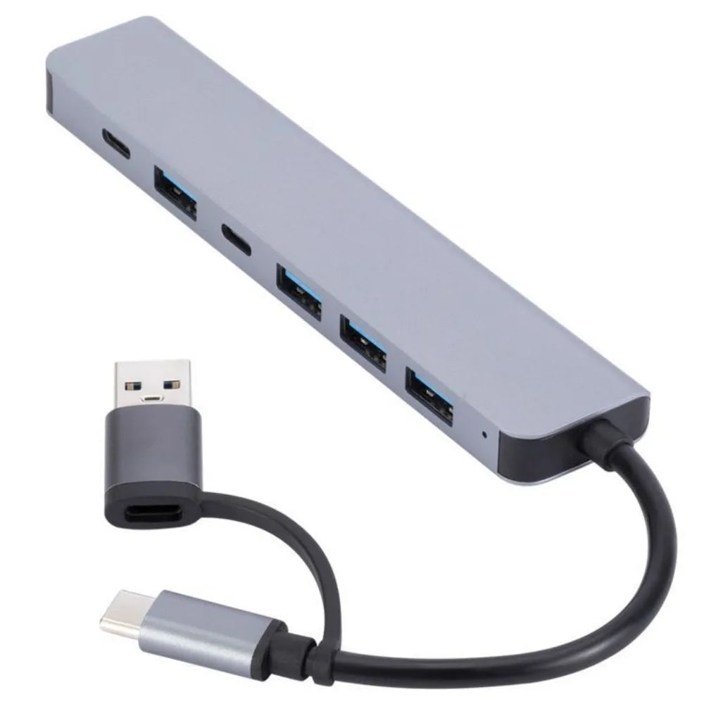 1 To 7 Type-c Expansion Dock Hub Multi Interface Multifunctional 7-in-1 USB Splitter Aluminum Alloy Grey Type-C Docking Station