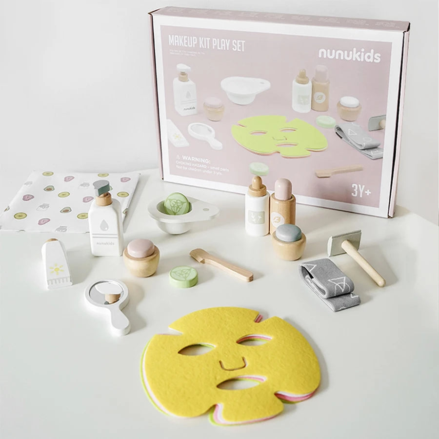 Girls Pretend Play Kid Make Up Beautiful Makeup Set Hairdressing Simulation Wooden Toy For Girls Children Dressing Cosmetic
