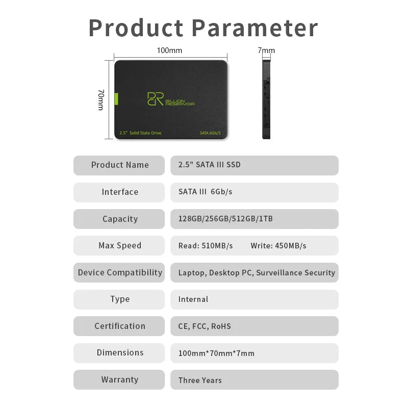 BR SSD SATA 2.5'' SSD 128GB Solid State Drive 1TB SSD SATA 3.0 Hard Drive Disk internal ssd SATA3 for Laptop Desktop