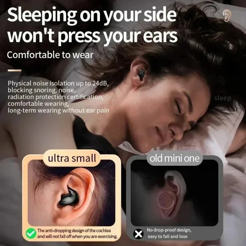 HiFi Stereo Sports Wireless Headsets Mini Bluetooth 5.3 Earphones ENC Noise Cancelling Earbuds Invisible Sleep Headphones