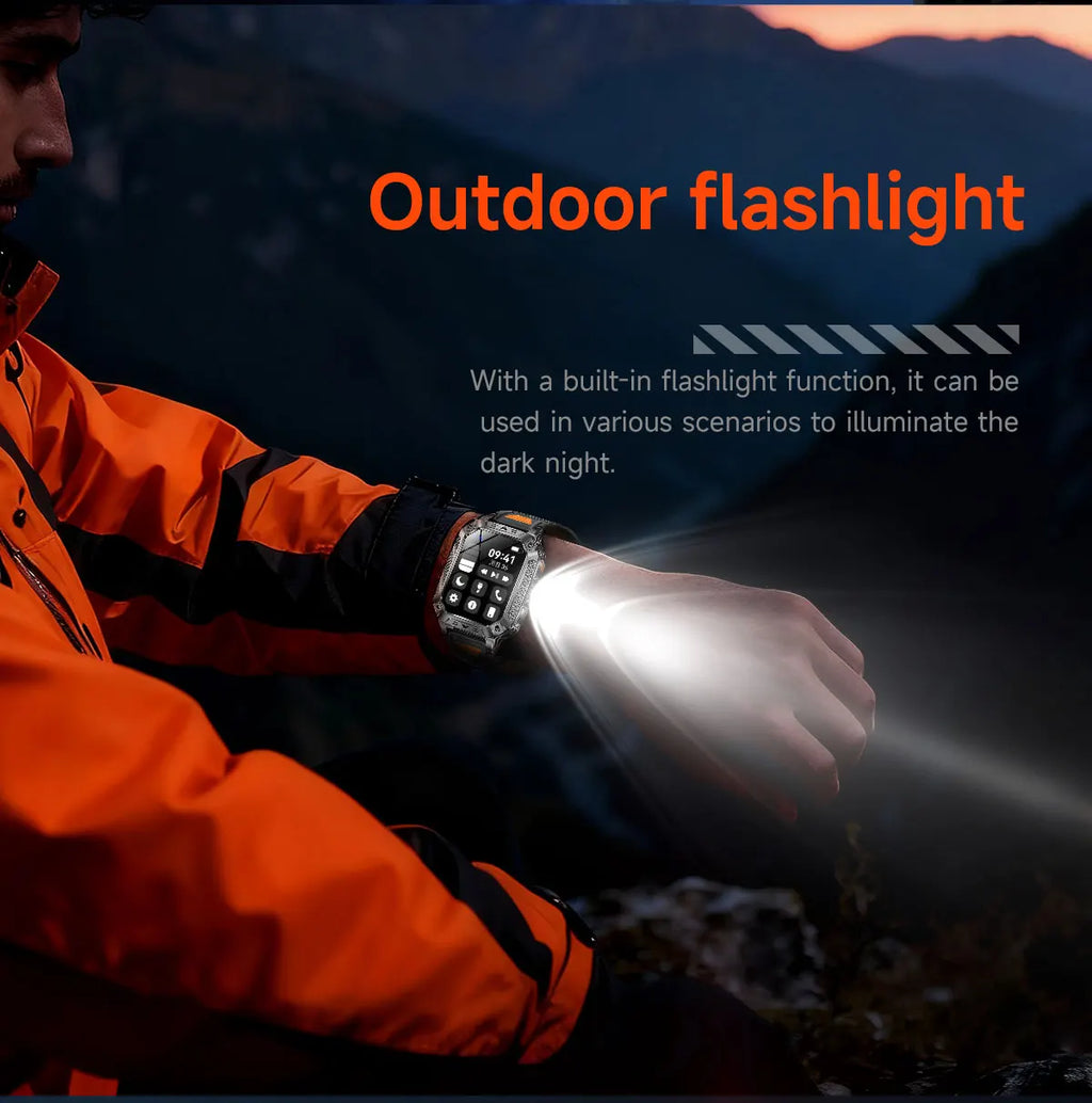 2026 Military 5ATM Waterproof Smart Watch Men 1400mAh Battery GPS Tracks 2.01" HD AMOLED Bluetooth call Sport Fitness Smartwatch