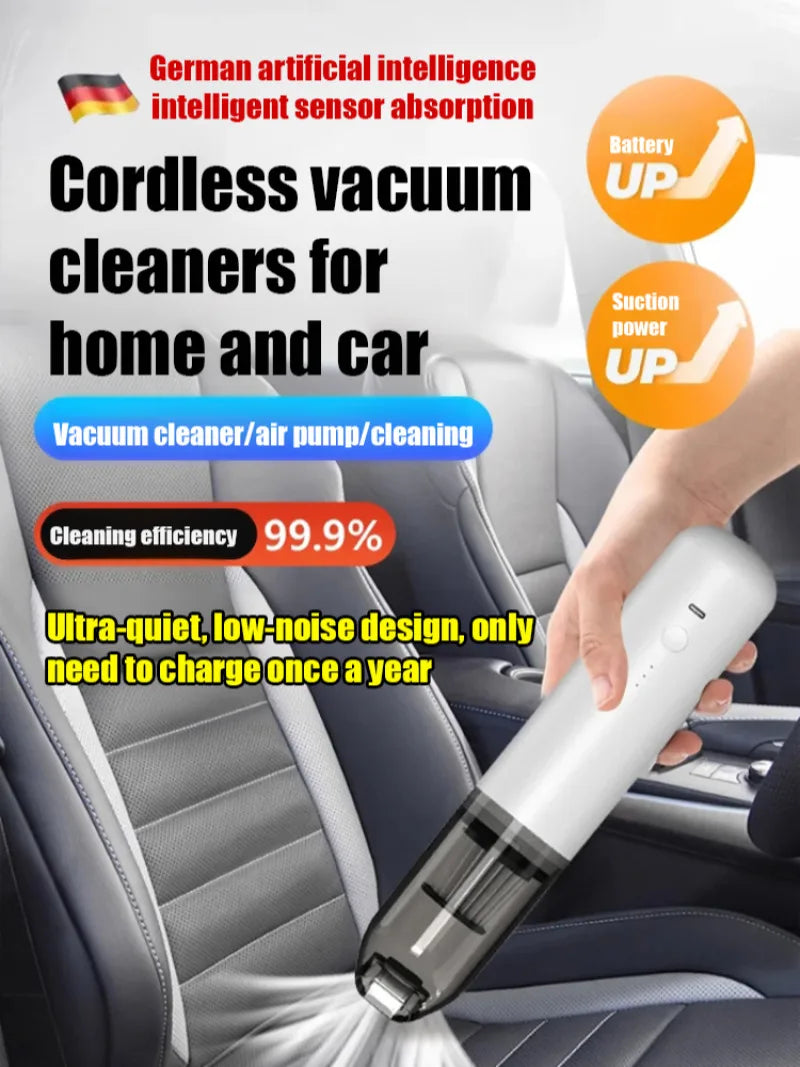Mini Portable Car Vacuum Cleaner, Type-C Rechargeable Wireless Blower & Suction, Multifunctional, Ideal for Car