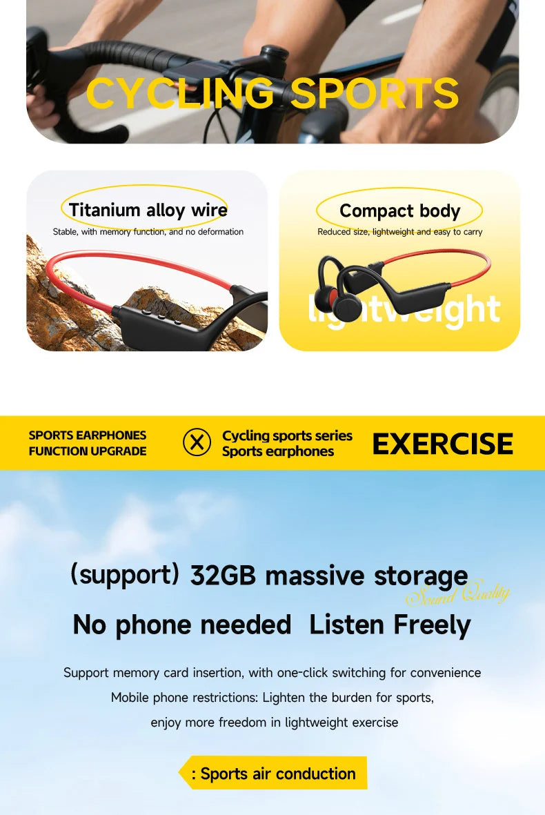Bone Conduction Earphones Wireless Swimming Sports Earphones for Fitness Sports