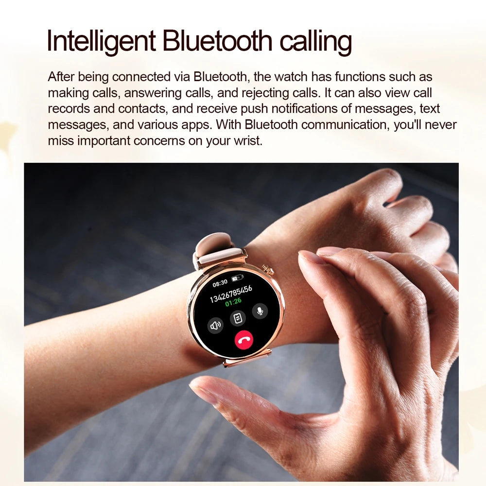 Bluetooth Call Smartwatches Ladies AMOLED HD Screen Heart Rate Monitor Bluetooth Call IP68 Waterproof Smart Watch 2025 New