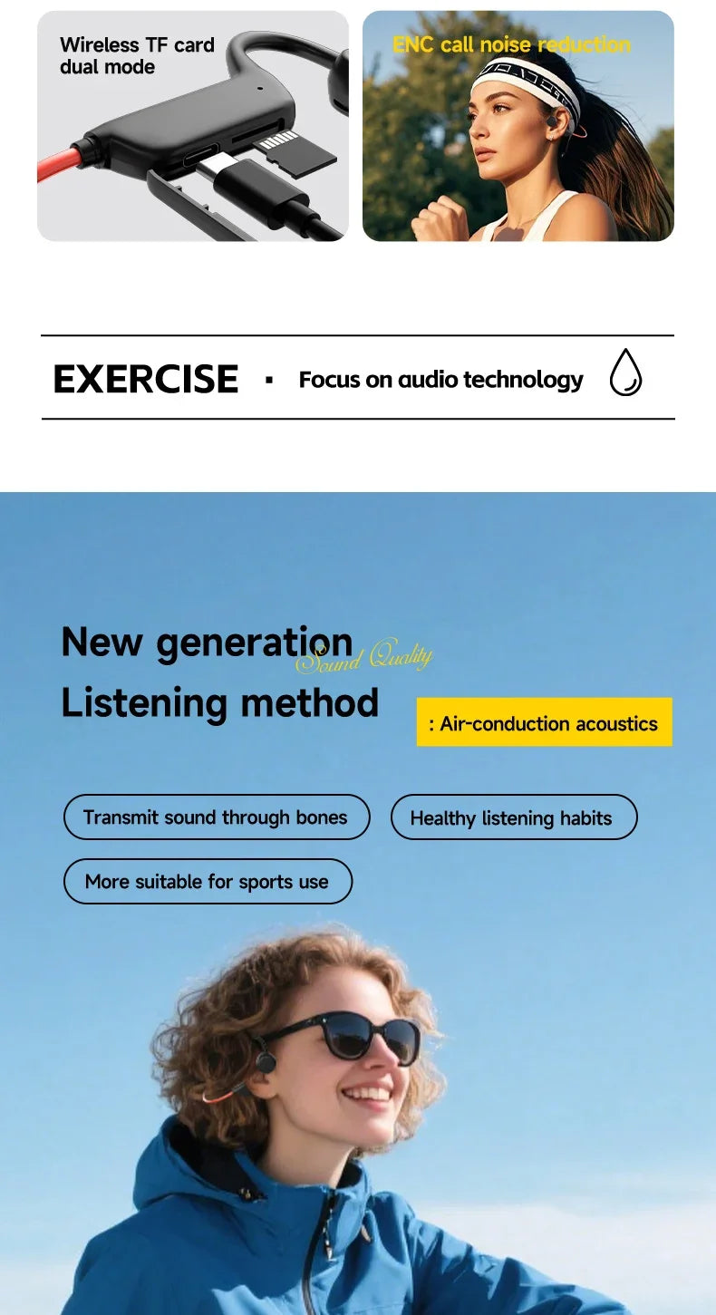 Bone Conduction Headset Wireless Swimming Sports Headphone IPX8 Bluetooth 5.4 With Mic Waterproof Exercise Fitness 2026 NEW