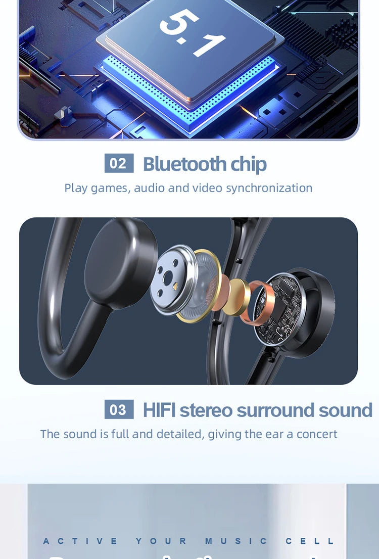 Bone Conduction Bluetooth Headphone TWS Sport Earphones Waterproof Stereo Wireless Headset With Mic Ear Hook For iPhone Xiaomi