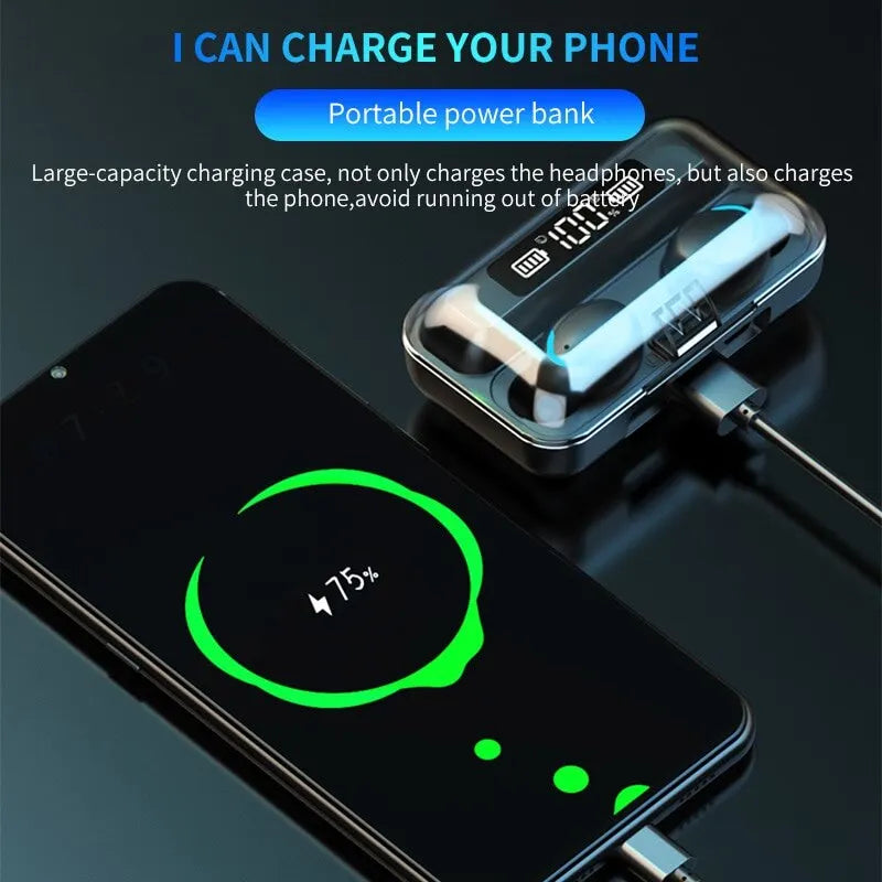 Wireless TWS Bluetooth 5.0 Earphone with LED Display Touch Noise Canceling Earbuds Sports Music Game Headset Waterproof 1200mAh