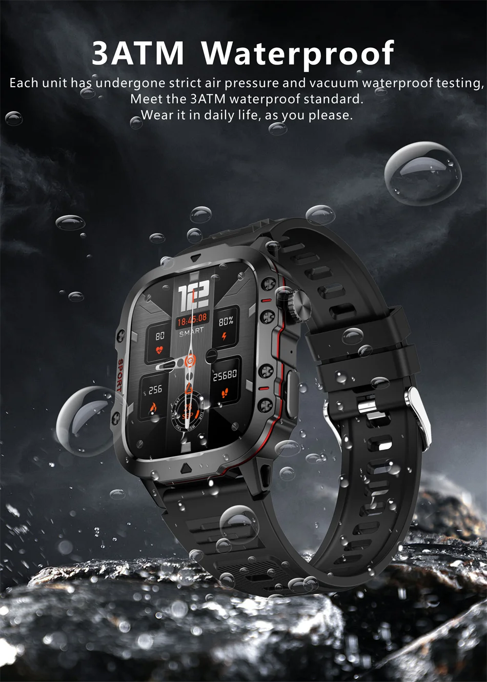 LIGE Military Smart Watch Men Outdoor Sports 3ATM Waterproof  Blood Oxygen Bluetooth Call Watches Men Smartwatch For Android New