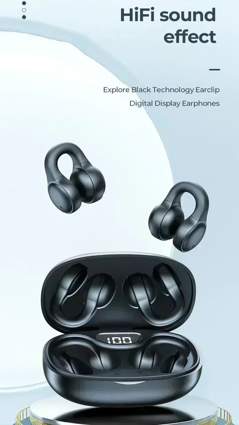 Wireless Earphone Noise Reduction Bluetooth LDE Power Display Earbuds in-Ear Headsets with Mic Touch Control for Phones