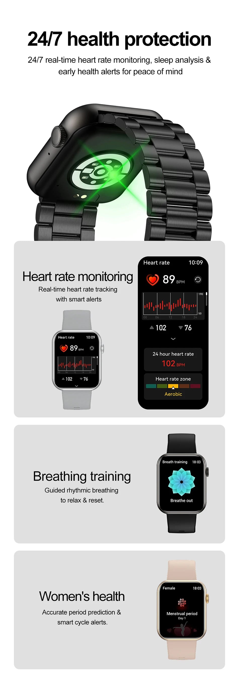 Bluetooth Call Smart Watch Women Health Monitor Watch Customizable Dial Fitness Sports Waterproof Watch Men Android IOS 2025 New