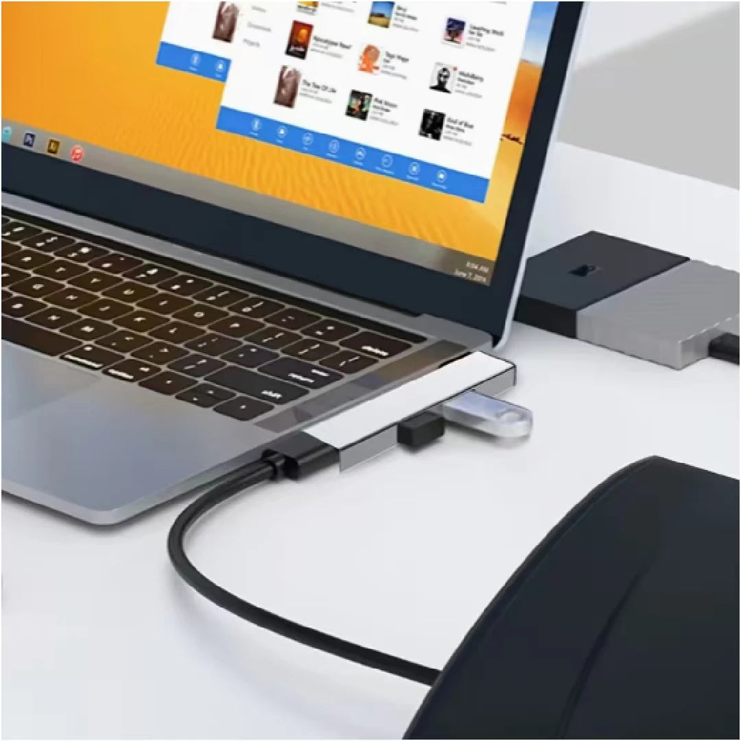In-line Docking Station Set: USB/Type-C Dual-Port 3.0 Hub + Type-C to 3.5mm Headphone Adapter