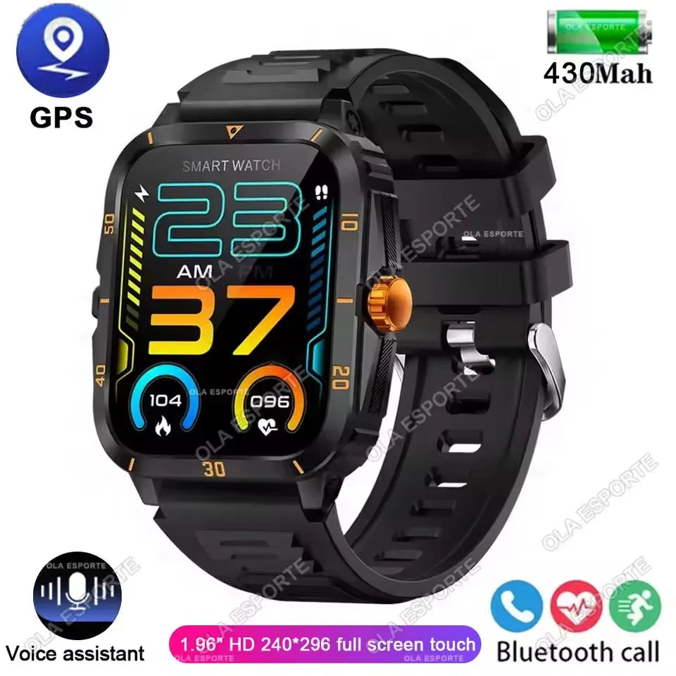 Smart Watch 3ATM Waterproof 1.96" IPS Screen Military KT71 Men 100+ Sport Mode Heart Rate Blood Pressure Bluetooth Call