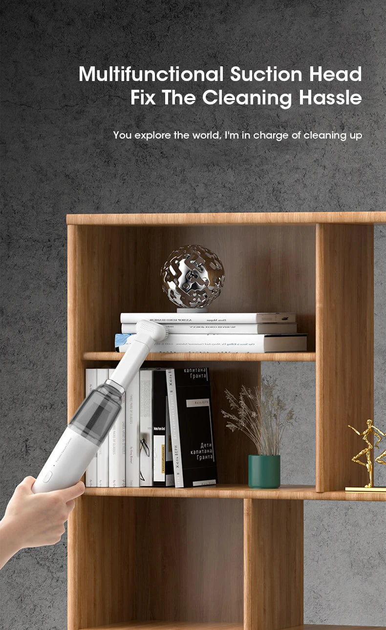 Multi-Functional Mini Wireless Handheld Car Vacuum with Strong Suction Low Noise Portable Essential for Home and Car