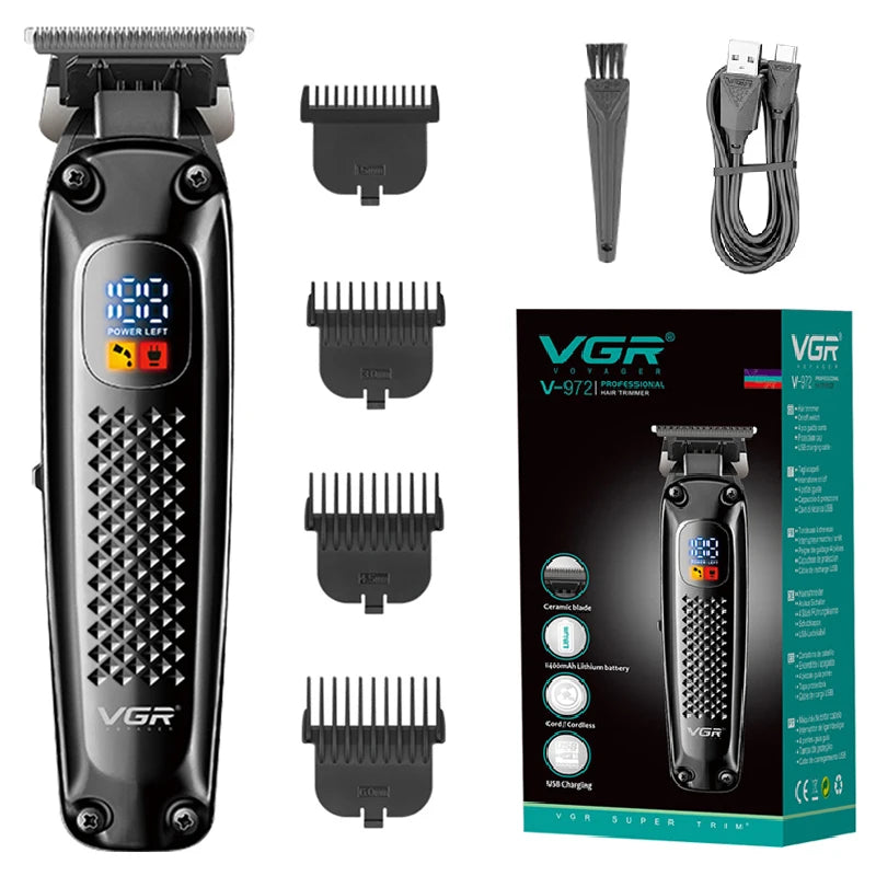 Original VGR Cordless Professional Hair Trimmer For Men Beard Trimmer USB Electric Hair Clipper Edge Razor Hair Cutter Machine