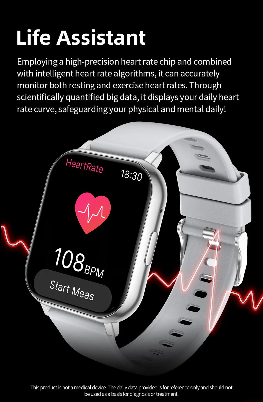 LIGE 1.83" HD Screen Smartwatch Fitness Health Monitor 2026 New Bluetooth Call Waterproof Call Reminder Smart Watch Men Women