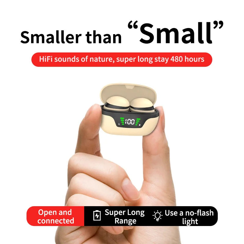 Mini Invisible Wireless Earphone TWS Bluetooth 5.3 Sleep Headphone Hidden Earbuds Waterproof Noise Reduction HiFi Sports Headset