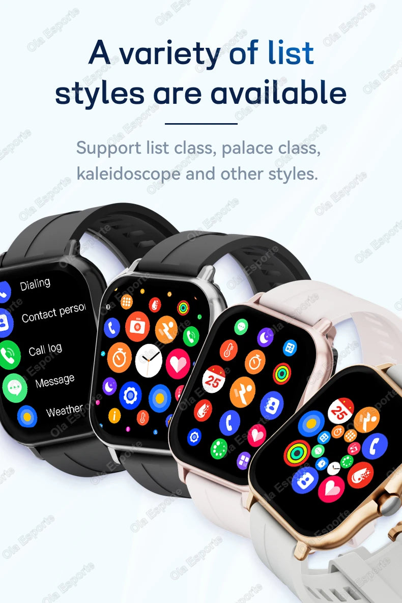 New Smart Watch Android IOS Phone 2.01'' Inch Color Screen Bluetooth Calls Blood Oxygen Monitor smartwatch For Women Men Gifts