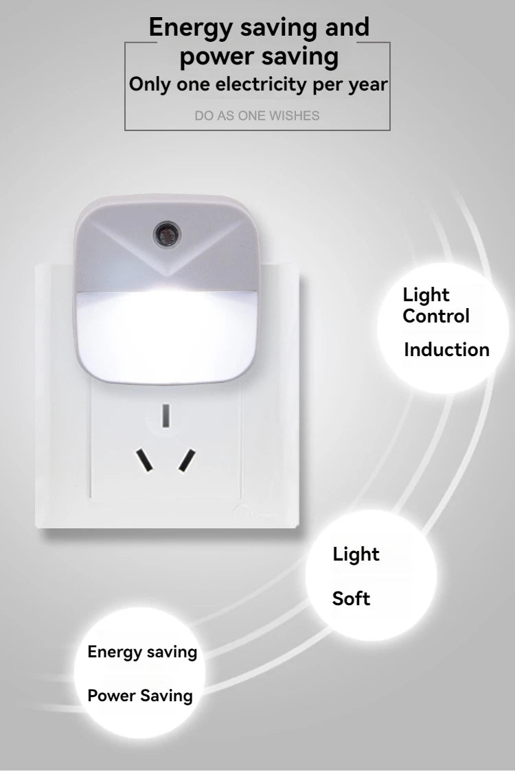 Smart Auto LED Night Light: Motion Sensor & Dusk-to-Dawn Plug-in for Energy Saving Home/Gift