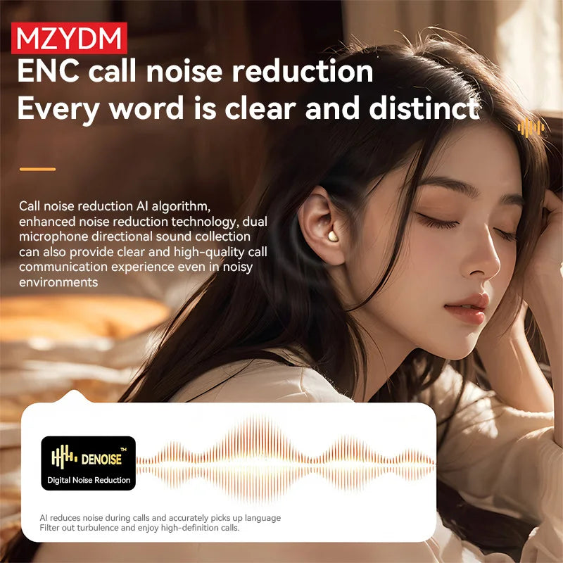 Mini Sleep Earbuds Wireless Headphones TWS Bluetooth 5.4 Earphones HIFI Stereo Noise Reduction Invisible Heasets For Home Work