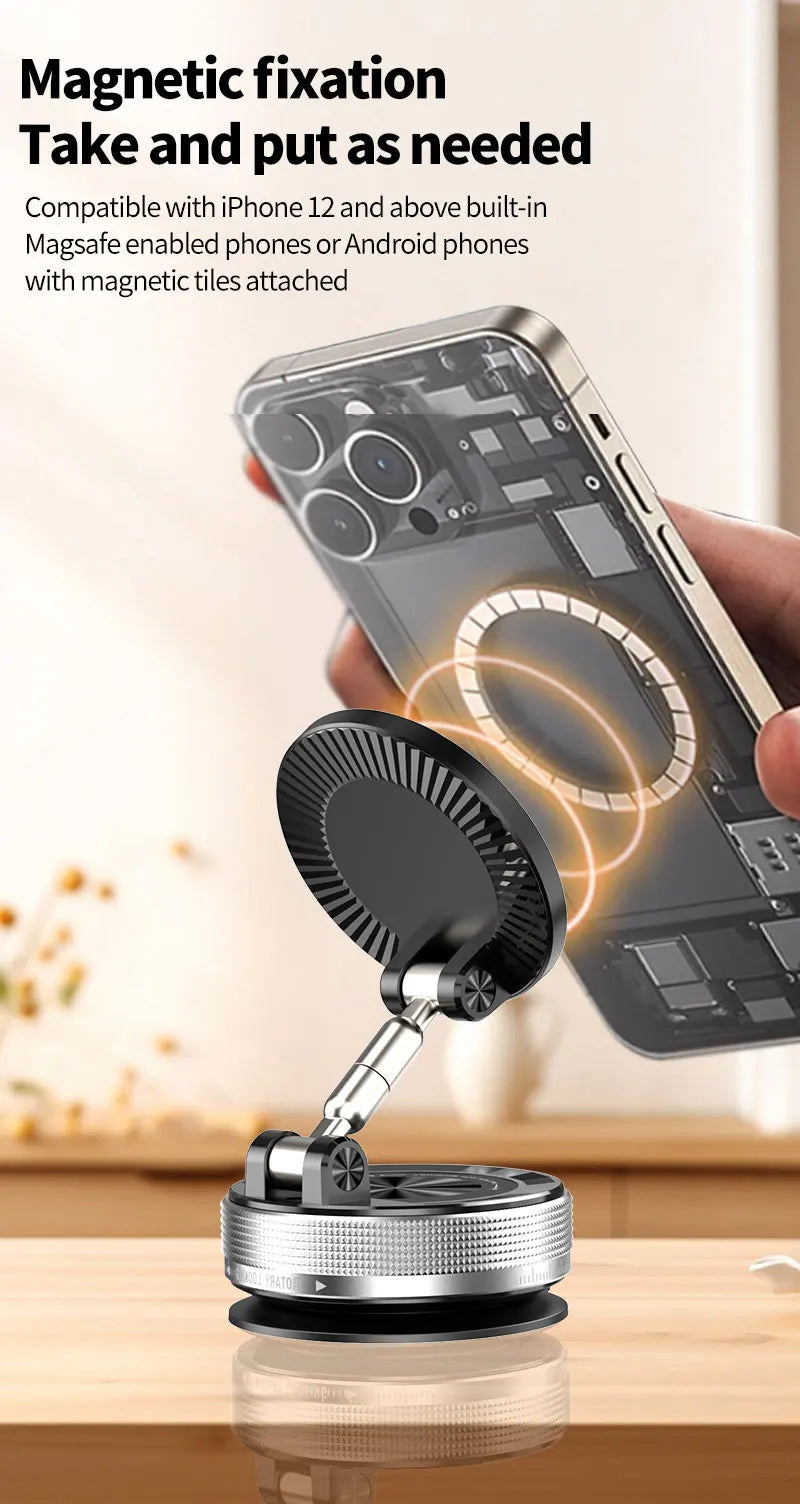 Magnetic Phone Holder for Car - Upgraded 360° Vacuum Magnetic Phone Holder for Your Car/Gym/Mirror Mount for iPhone & Android