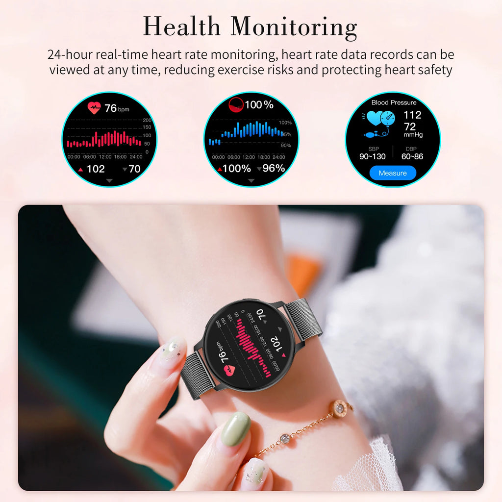 Women Smart Watch Blood Pressure Heart Rate Health Monitor Bluetooth Call Waterproof Ladies Fashion Smartwatch for Android IOS