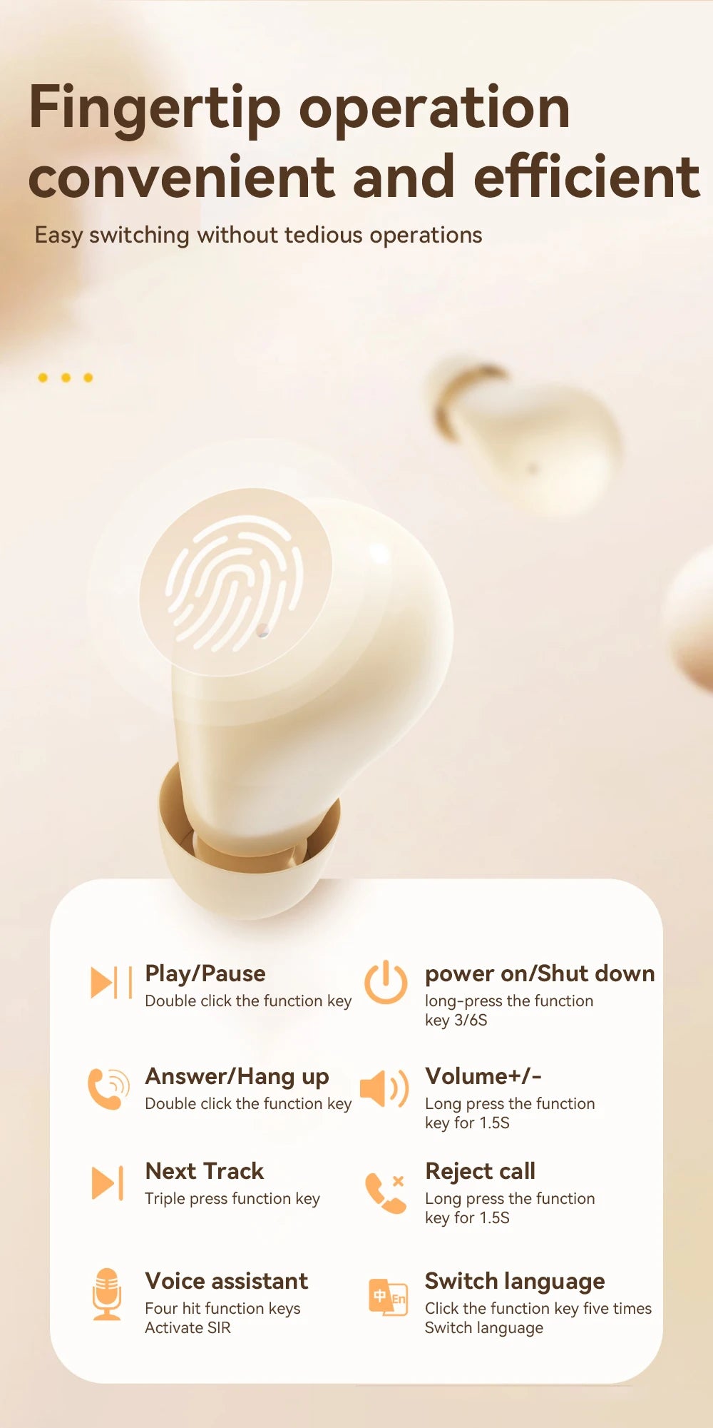 Mini Sleep Earbuds Wireless Headphones TWS Bluetooth 5.4 Earphones HIFI Stereo Noise Reduction Invisible Heasets For Home Work