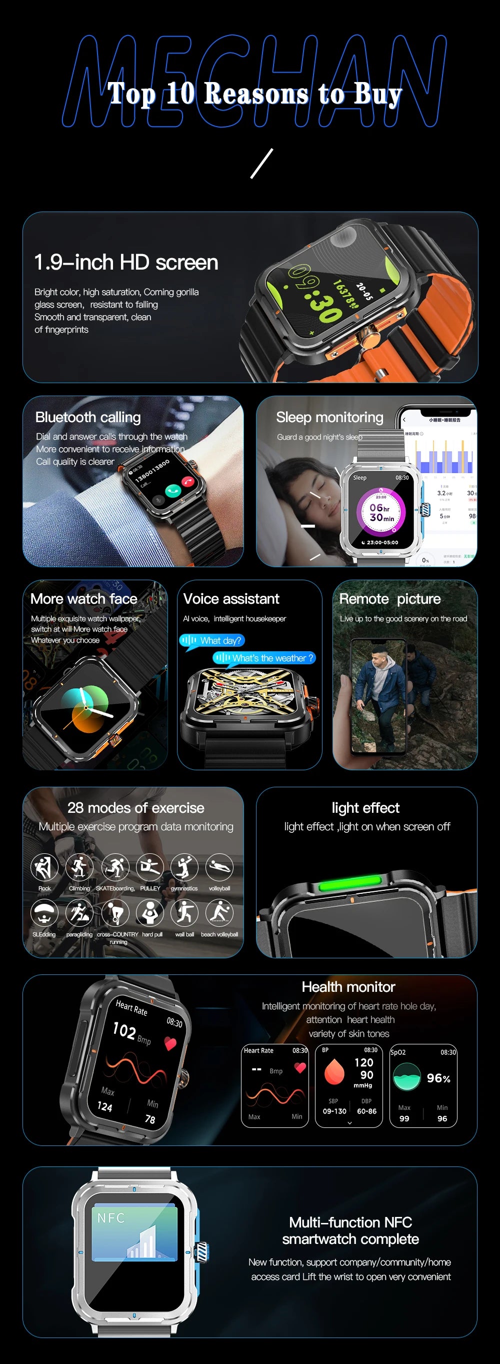 D09 Smartwatch 1.83inches IPS HD 240x285 Full Touch Screen 128MB RAM Bluetooth 5.0 IP67 Waterproof Fitness Android Watch