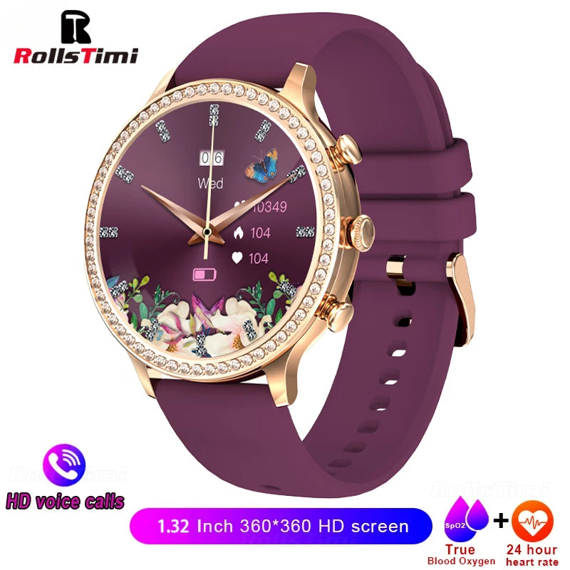Fashion Luxury Smart Watch Women Bluetooth Call Blood Pressure DIY Custom Sport Fitness Waterproof  Smart watches For Women Gift