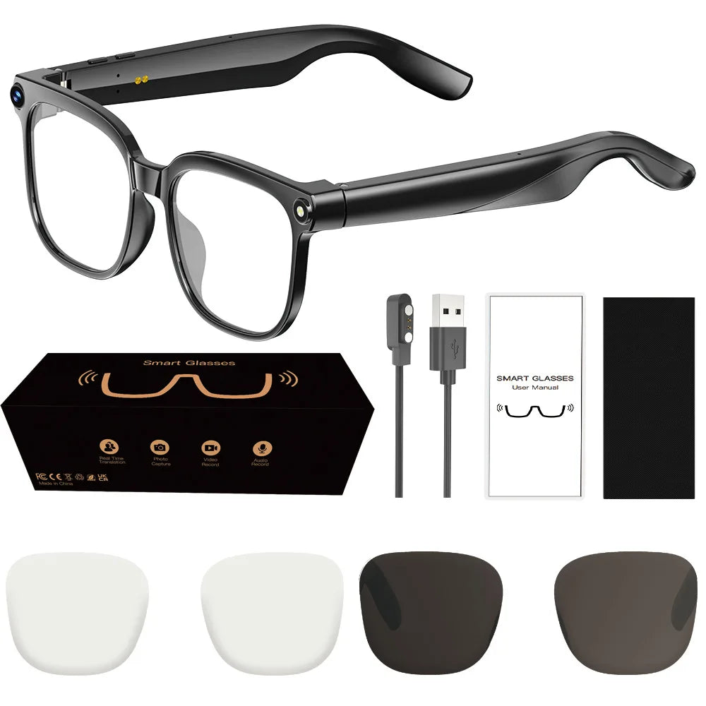 Smart Glasses 800W HD Camera Video Simultaneous Interpretation Bluetooth Call Outdoor Sport AI Smart SunGlasses For Mens Women