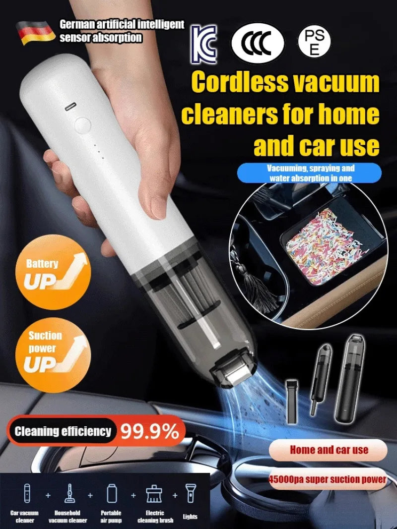 Mini Portable Car Vacuum Cleaner, Type-C Rechargeable Wireless Blower & Suction, Multifunctional, Ideal for Car