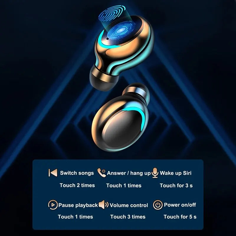 Wireless TWS Bluetooth 5.0 Earphone with LED Display Touch Noise Canceling Earbuds Sports Music Game Headset Waterproof 1200mAh