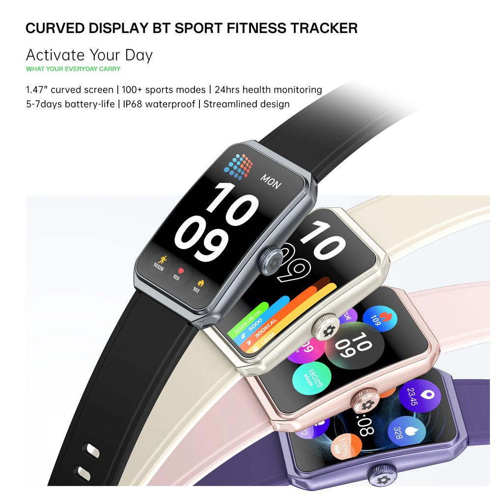LIGE 2025 New 1.47" HD Curved Screen Smartwatch Men Women Bluetooth Call AI Voice Fitness Tracker Smart Watch For Android IOS
