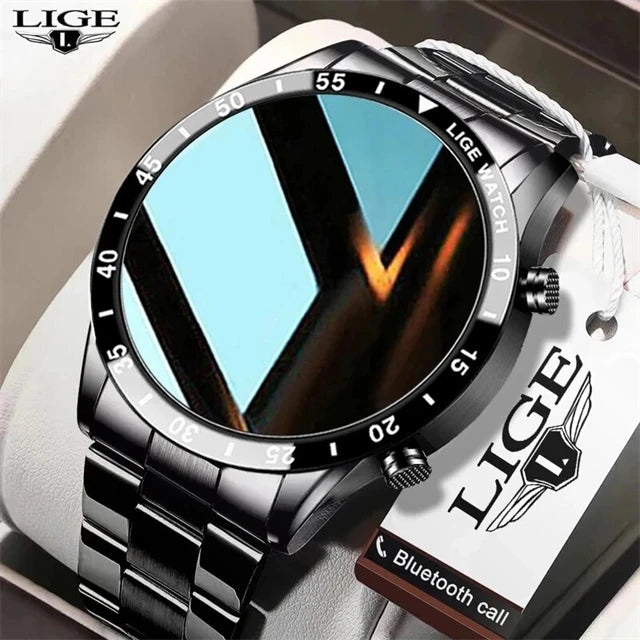 LIGE New Bluetooth Call Smart Watch Men Heart Rate Monitor Luxury Steel Sport Fitness Smartwatch IP67 Waterproof For Android iOS