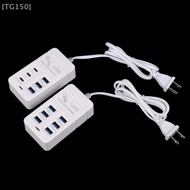 US Plug 6-Port Multiport USB Charger 35W PD Type-C – Fast Charge Wall Adapter, Type-C USB Hub for Mobile Phones【No】