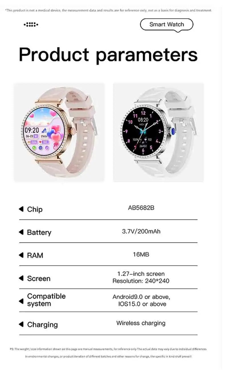 LIGE New 1.27" HD Screen Smart Watch For Women Health Band Waterproof Fitness Tracker Bluetooth Call Bracelet Ladies Smartwatch