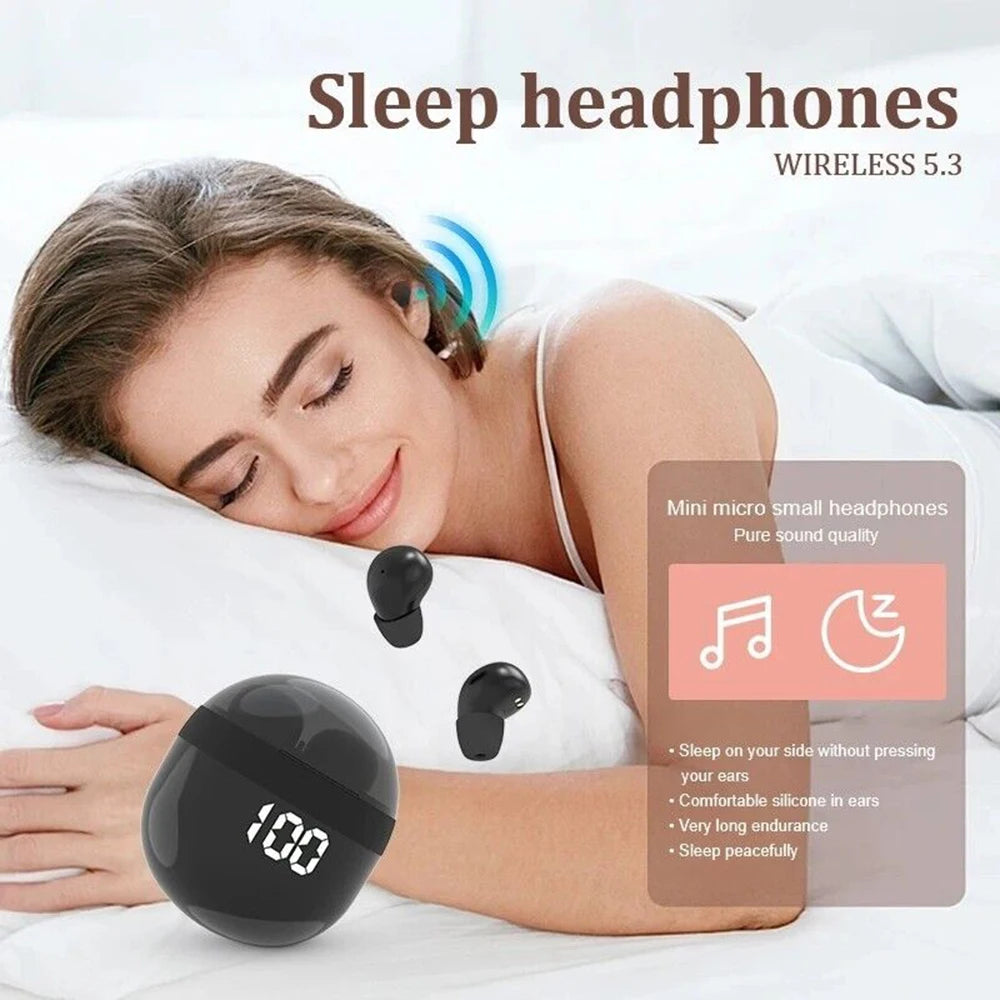 Sleep Invisible Bluetooth Earphone Mini Wireless Headphones IPX5 Waterproof HiFi Stereo Noise Cancelling In Ear Headset Earbuds