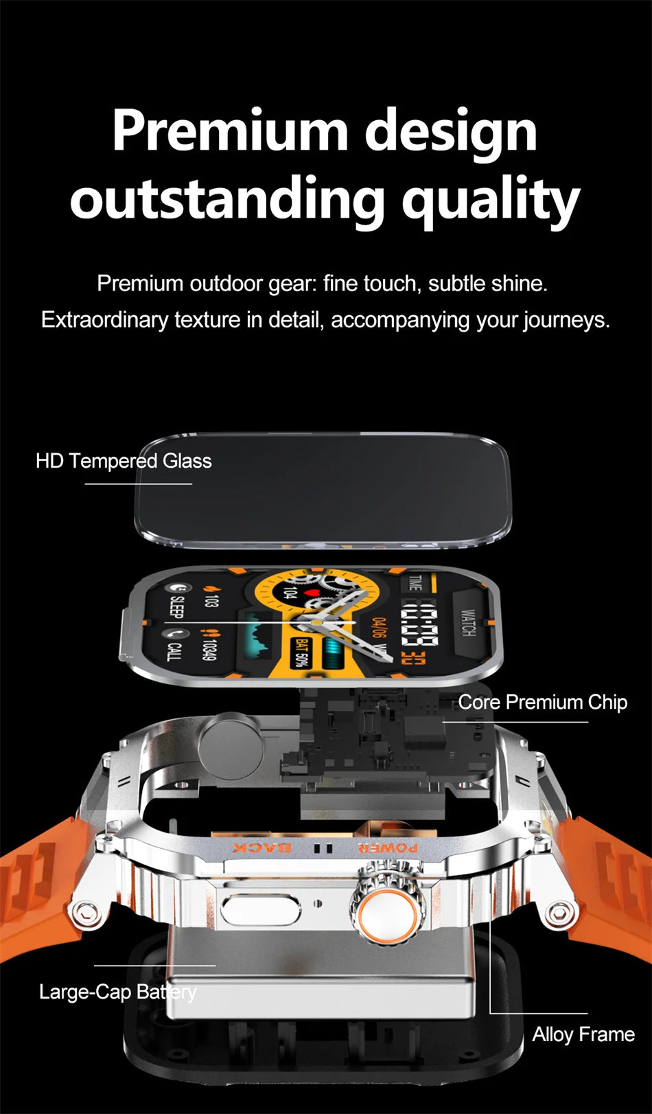 Outdoor Military Smartwatch Men GPS Sports Android iOS 1.91-inch Touch Screen Bluetooth Call Waterproof Smart Watch Android IOS