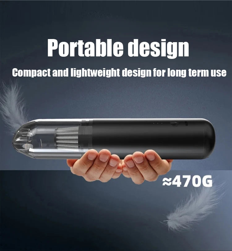 Mini Portable Car Vacuum Cleaner, Type-C Rechargeable Wireless Blower & Suction, Multifunctional, Ideal for Car