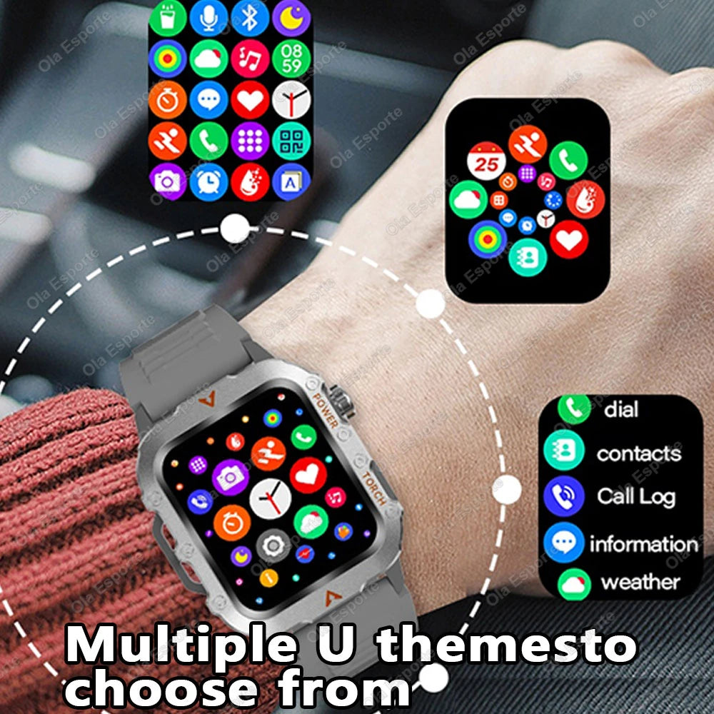 2026 New Military Smart Watch Men IP67 3ATM Waterproof Outdoor Sports Fitness GPS Tracker Health Monitor BT Call Smartwatch LS