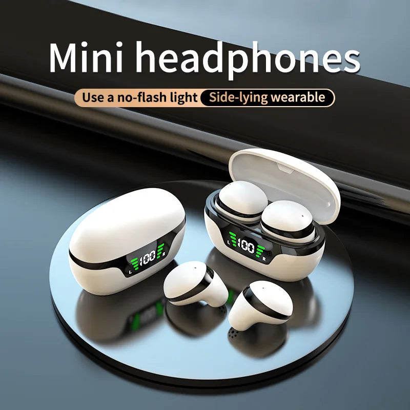 Mini Invisible Wireless Earphone TWS Bluetooth 5.3 Sleep Headphone Hidden Earbuds Waterproof Noise Reduction HiFi Sports Headset