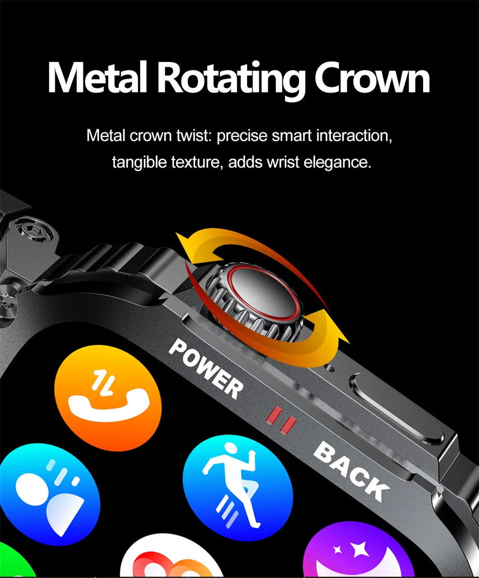 Outdoor Military Smartwatch Men GPS Sports Android iOS 1.91-inch Touch Screen Bluetooth Call Waterproof Smart Watch Android IOS