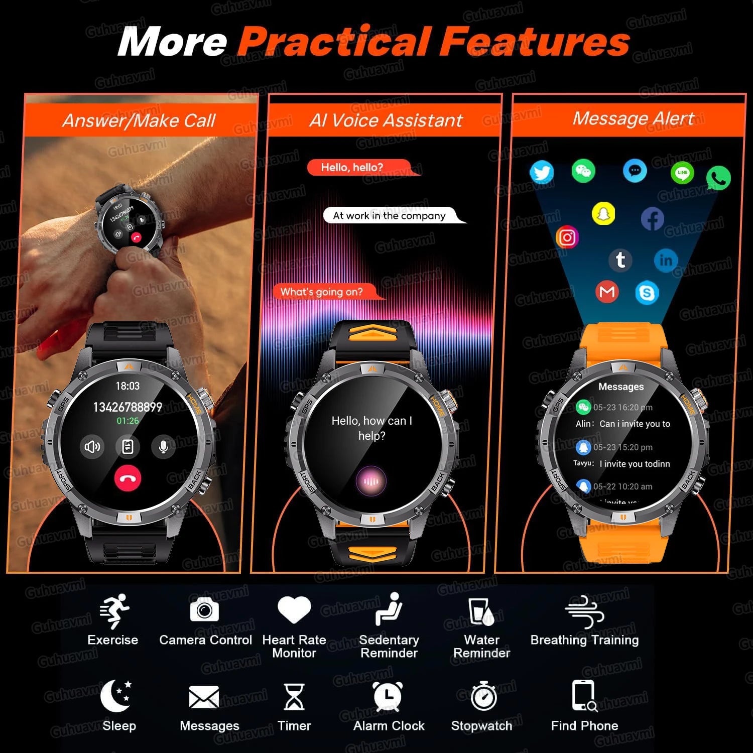 2026 GPS Military Smart Watches Men 10ATM Waterproof Call LED Flashlight 1.46" Rugged Tactical Watch Compass Fitness Smartwatch